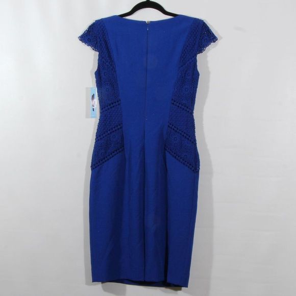 Antonio Melani Harbor Dress Sheath Geometric Lace Blueprint Blue Size 0 - Picture 7 of 7